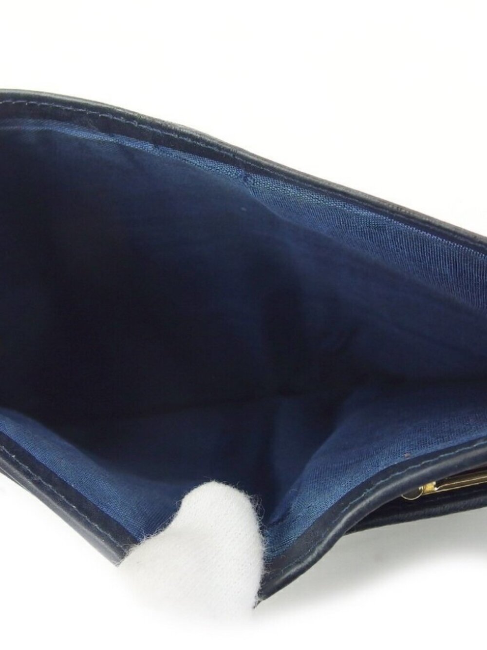 CELINE Bifold Wallet Navy Gold Silver Women Authentic secondhand - Picture 7 of 7